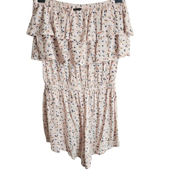 Billabong Soft Pink Dainty Floral Whimsy Strapless Ruffle Romper - Picture 2 of 4